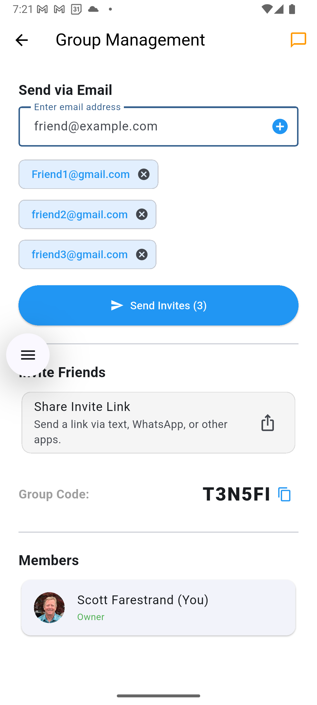 Invite via Email